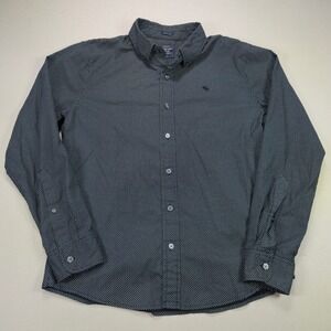 Abercrombie & Fitch Shirt Stretch Super Slim Micro Floral Navy Blue Mens Large